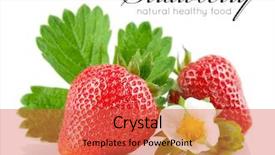  Presentation with green leaf - PPT theme having strawberry berry with green leaf background and a red colored foreground