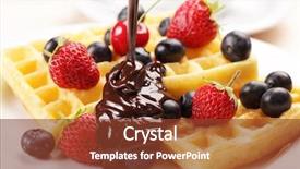  Presentation with waffles - PPT layouts having strawberry cherry blueberry and chocolate background and a tawny brown colored foreground