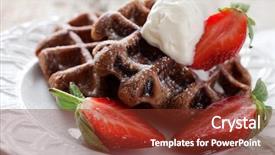  Presentation with ice cream strawberry - Colorful slides enhanced with strawberry chocolate - belgian waffles with vanilla ice backdrop and a tawny brown colored foreground