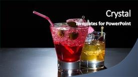  Presentation with liqueur - PPT layouts having strawberry cocktail and whiskey liqueur background and a  colored foreground