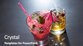  Presentation with liqueur - Cool new PPT theme with strawberry cocktail and whiskey liqueur backdrop and a  colored foreground