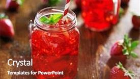  Presentation with deep - Audience pleasing PPT theme consisting of strawberry cocktail in jar backdrop and a tawny brown colored foreground