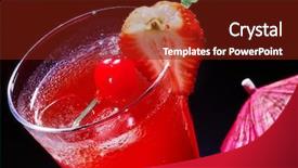  Presentation with liqueur - Amazing PPT layouts having strawberry cocktail with cherry backdrop and a  colored foreground