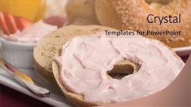  Presentation with bagel - Colorful PPT theme enhanced with strawberry cream cheese orange juice backdrop and a coral colored foreground