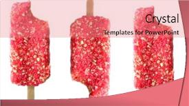  Presentation with strawberry ice cream - PPT layouts featuring strawberry crunch ice cream bar background and a coral colored foreground