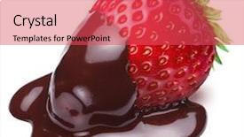  Presentation with chocolate strawberry - Audience pleasing theme consisting of strawberry dipped in chocolate fondue backdrop and a red colored foreground