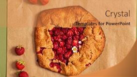  Presentation with strawberry - Beautiful PPT layouts featuring strawberry-galette-with-fresh-strawberries backdrop and a gold colored foreground