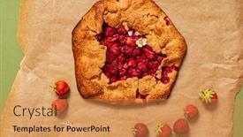  Presentation with strawberry - Slide deck with strawberry-galette-with-fresh-strawberries background and a gold colored foreground