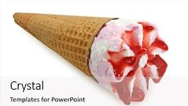  Presentation with strawberry ice cream - Slides consisting of strawberry ice cream cone isolated background and a lemonade colored foreground