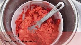  Presentation with strawberry ice cream - PPT layouts consisting of strawberry ice cream in container background and a  colored foreground