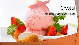  Presentation with strawberry ice cream - Colorful theme enhanced with strawberry ice cream in waffle basket backdrop and a pink colored foreground