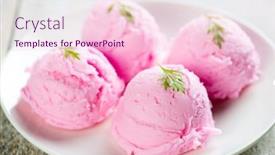  Presentation with ice cream strawberry - Presentation having strawberry ice cream plate on white wooden background background and a lemonade colored foreground