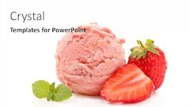  Presentation with ice cream strawberry - Beautiful slide set featuring strawberry-ice-cream-scoop-isolated backdrop and a white colored foreground