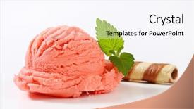  Presentation with strawberry ice cream - Cool new slide deck with strawberry ice cream scoop backdrop and a sky blue colored foreground