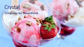  Presentation with ice cream sundae - Slide set having strawberry ice cream sundae background and a sky blue colored foreground