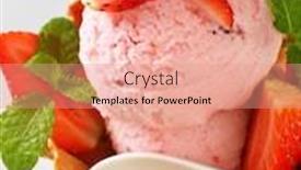  Presentation with ice cream sundae - Theme consisting of strawberry ice cream sundae in crispy wafer bowl background and a coral colored foreground