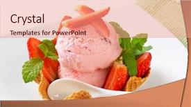  Presentation with ice cream sundae - Slides consisting of strawberry ice cream sundae in wafer cup background and a coral colored foreground