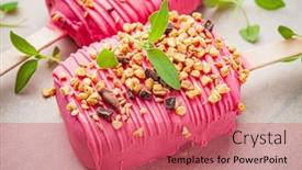  Presentation with strawberry ice cream - Slides consisting of strawberry-ice-cream-with-nuts background and a red colored foreground