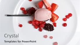  Presentation with strawberry ice cream - Slide deck enhanced with strawberry ice cream with orange on a white plate background and a white colored foreground