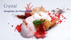  Presentation with ice cream strawberry - Presentation design featuring strawberry-ice-cream-with-whipped background and a sky blue colored foreground