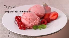  Presentation with ice cream strawberry - PPT theme having business to employee - 3d render concept with blue and white arrows flying over a white background background and a light blue colored foreground
