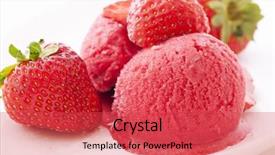  Presentation with ice cream strawberry - Slides with strawberry ice with strawberries background and a red colored foreground