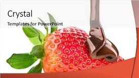  Presentation with chocolate strawberry - Slide set with strawberry in chocolate isolated background and a white colored foreground