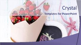  Presentation with chocolate strawberry - Presentation having strawberry-in-chocolate-on-skewers background and a sky blue colored foreground