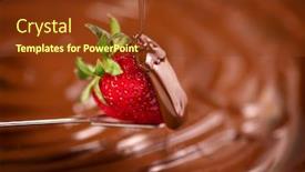  Presentation with chocolate strawberry - Audience pleasing PPT theme consisting of strawberry-in-chocolate-over-swirl backdrop and a tawny brown colored foreground