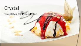  Presentation with almonds - Presentation design enhanced with strawberry jam - souffle with berries sauce background and a  colored foreground