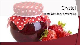  Presentation with berries - PPT layouts having strawberry jam and fresh berries background and a sky blue colored foreground