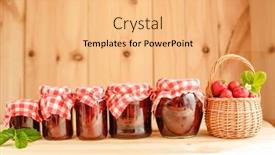  Presentation with strawberry - Cool new slide set with strawberry-jam-in-a-jar backdrop and a coral colored foreground