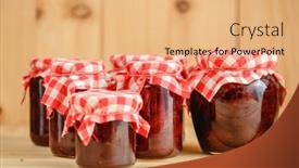  Presentation with jam - Amazing presentation theme having strawberry-jam-in-a-jar backdrop and a coral colored foreground