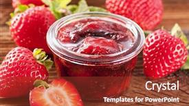  Presentation with jam - Slide deck having strawberry jam with fresh strawberries background and a tawny brown colored foreground