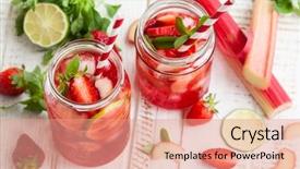  Presentation with strawberry - Amazing slide set having strawberry lime and rhubarb lemonade backdrop and a coral colored foreground