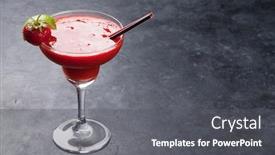  Presentation with dark space - Amazing slides having strawberry margarita cocktail on dark stone table with copy space backdrop and a dark gray colored foreground