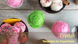  Presentation with ice cream strawberry - PPT layouts consisting of strawberry matcha and vanilla ice background and a tawny brown colored foreground