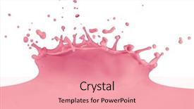  Presentation with milk splash - Colorful presentation theme enhanced with strawberry milk splash isolated on white background backdrop and a coral colored foreground