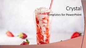  Presentation with milkshake - PPT theme featuring strawberry milkshake with whipped cream background and a white colored foreground