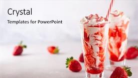  Presentation with milkshake - Amazing presentation having strawberry milkshake with whipped cream backdrop and a sky blue colored foreground