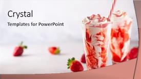  Presentation with milkshake - Slide set having strawberry milkshake with whipped cream background and a sky blue colored foreground