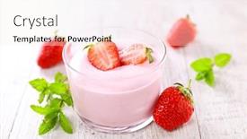  Presentation with strawberry - Presentation enhanced with strawberry-mousse-dessert-yogurt background and a sky blue colored foreground