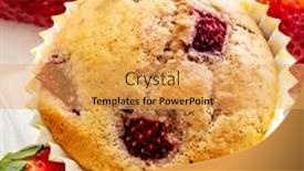  Presentation with muffin - Theme featuring strawberry-muffin-top-view background and a yellow colored foreground