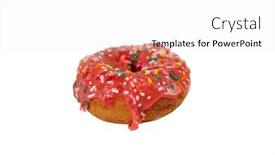  Presentation with strawberry - Cool new slide deck with strawberry-or-cherry-glazed-cake backdrop and a white colored foreground