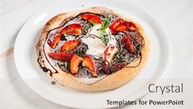  Presentation with strawberry ice cream - Beautiful PPT theme featuring strawberry pizza with chocolate and ice cream backdrop and a lemonade colored foreground