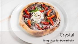  Presentation with ice cream strawberry - Beautiful PPT layouts featuring strawberry-pizza-with-chocolate backdrop and a soft green colored foreground