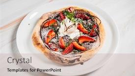  Presentation with strawberry ice cream - Presentation design featuring strawberry-pizza-with-chocolate background and a coral colored foreground