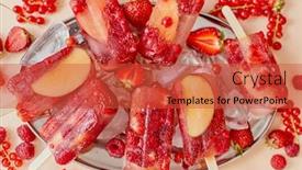  Presentation with strawberry ice cream - Presentation with strawberry-raspberry-apple-and-red background and a red colored foreground