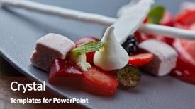  Presentation with dessert - Beautiful slide deck featuring strawberry raspberry sorbet - close up of dessert backdrop and a tawny brown colored foreground