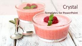  Presentation with acai berry smoothie bowl - Presentation theme enhanced with strawberry raspberry sorbet - delicious berry mousse in bowls background and a lemonade colored foreground